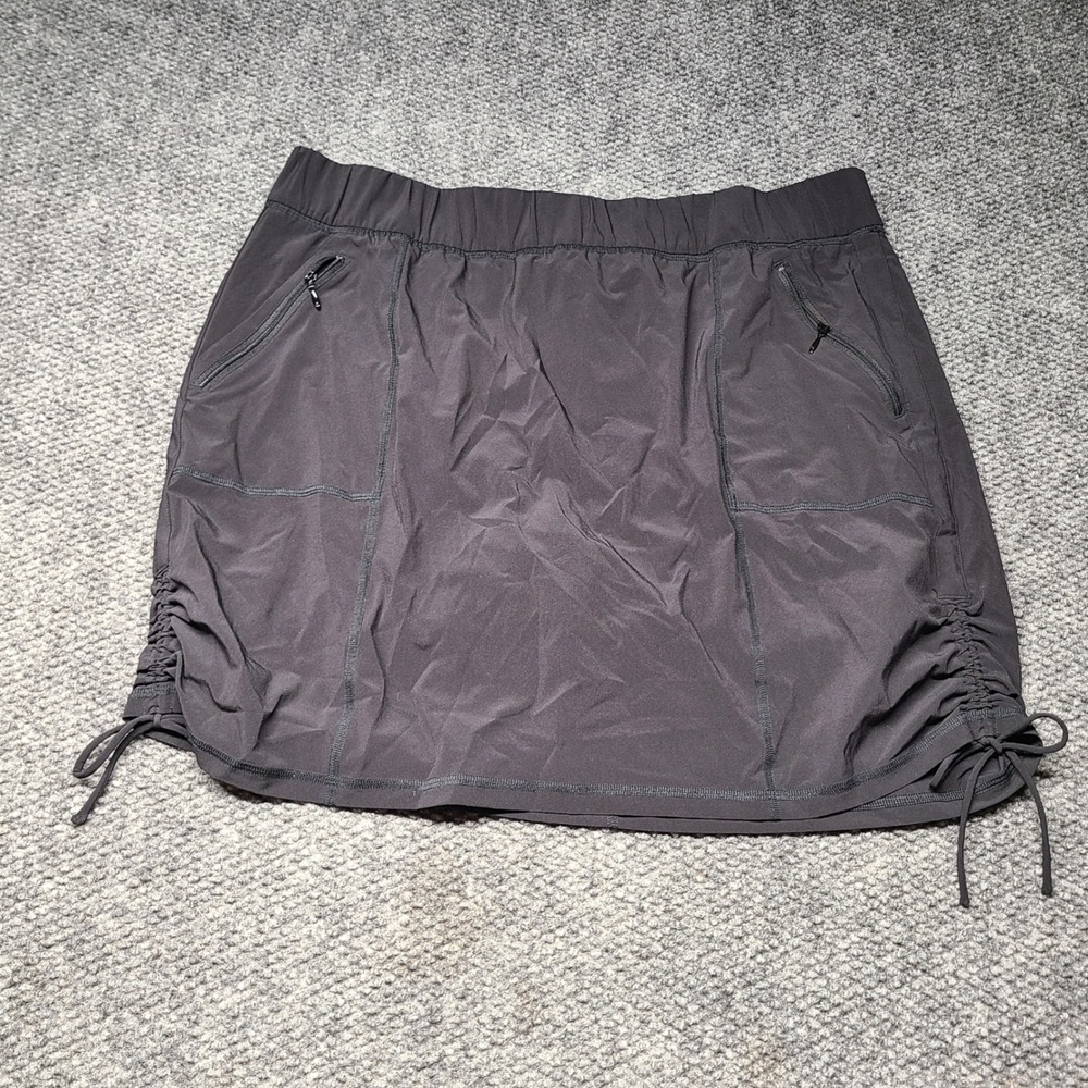 T by Talbots Womens XL Black Active Skort Ruched Side Zip Pockets JO5375